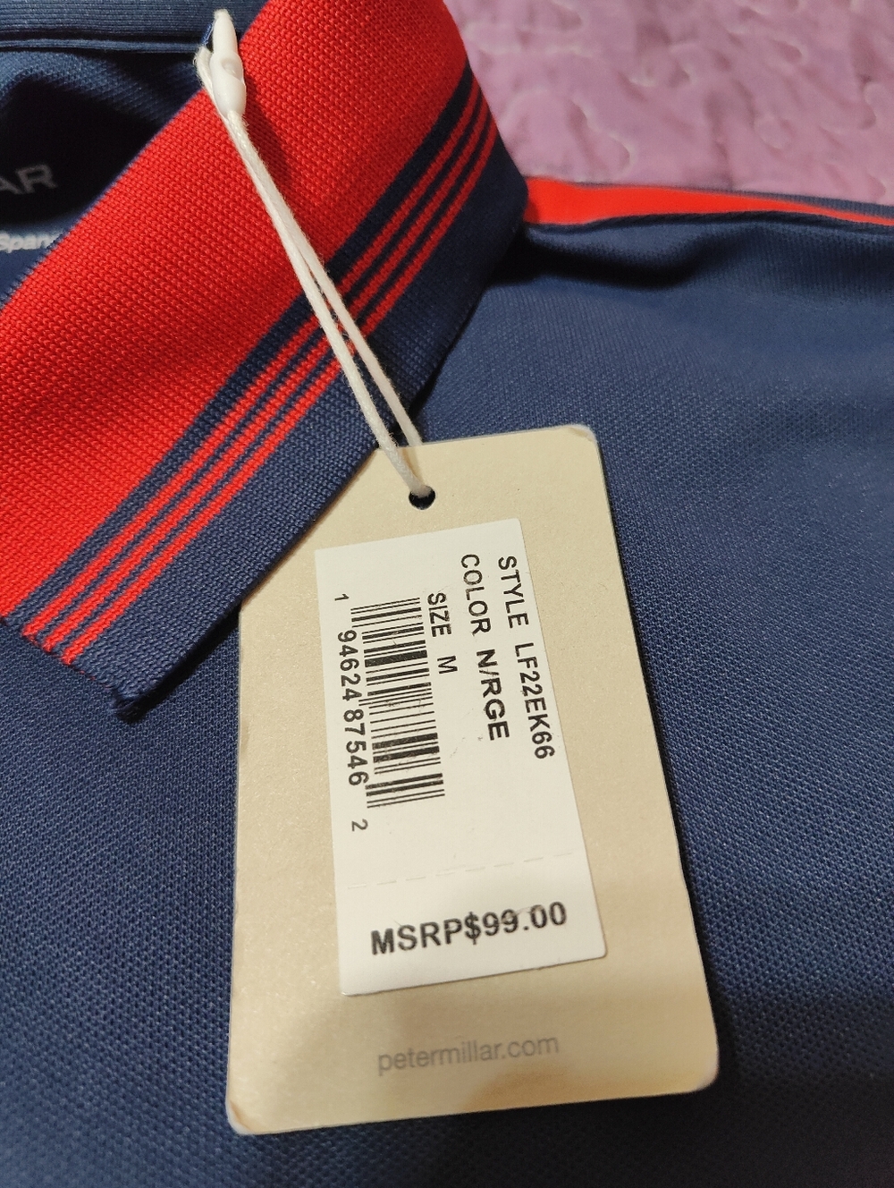 Peter Millar Women’s Golf Polo Shirt Medium Navy World Golf Hall of Fame NWT - Picture 6 of 6